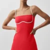 Airbrush Streamlined Dress - Bright Red/White