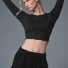 Alosoft Crop Finesse Long Sleeve - Black