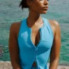 Alosoft Level up Full Zip Tank - Azure Blue