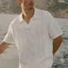 Coastline Knit Short Sleeve Polo - Ivory