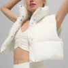 Cropped Gold Rush Puffer Vest - Ivory
