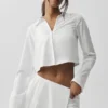 Cropped Unmatched Long Sleeve - White