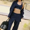 High-Waist Origin Wide Leg Track Pant - Navy/Black