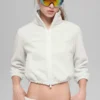 Polar Fleece Retreat Cropped Jacket - White Heather Grey