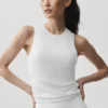 Ribbed En Pointe Tank - White