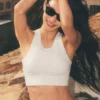 Seamless Delight High Neck Bra - White Heather