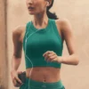 Seamless Modal Ribbed High Neck Delight Bra - Emerald Isle