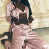 Silk Luminous Pant (Regular) - Pink Champagne