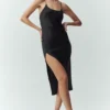 Silk Luminous Slip Dress - Black