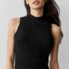 Sweater Knit Unwind Sleeveless Top - Black