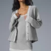 Tennis Club Sweater Knit Cardigan - Athletic Heather Grey/White