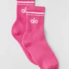 Unisex Half-Crew Throwback Sock - Paradise Pink/White