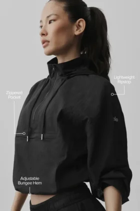 1/4 Zip Go Time Pullover – Black