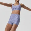 3" Airlift Gingham High-Waist Sleek Short - Navy Gingham