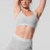 4” Alosoft High-Waist Heart Throb Short - Athletic Heather Grey/White