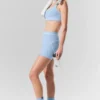4” Alosoft High-Waist Heart Throb Short - Seashell Blue Heather/White