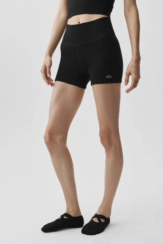 4" Seamless Modal Ribbed High-Waist Short - Black