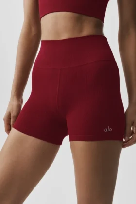 4″ Seamless Modal Ribbed High-Waist Short – Summer Romance Red