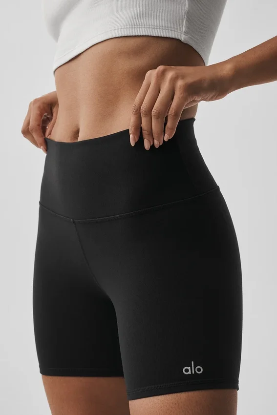 5" Airbrush High-Waist Biker Short - Black