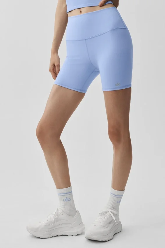 5" Airbrush High-Waist Biker Short - Light Provence Blue