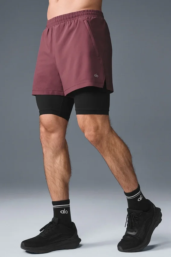 5" Revival 2-in-1 Short - Burgundy Truffle/Black