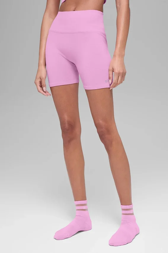 5" Seamless Ribbed Favorite Short - Candy Heart Pink