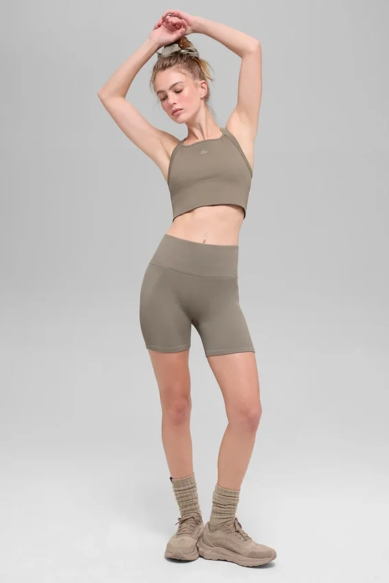 5" Seamless Ribbed Favorite Short - Light Cocoa