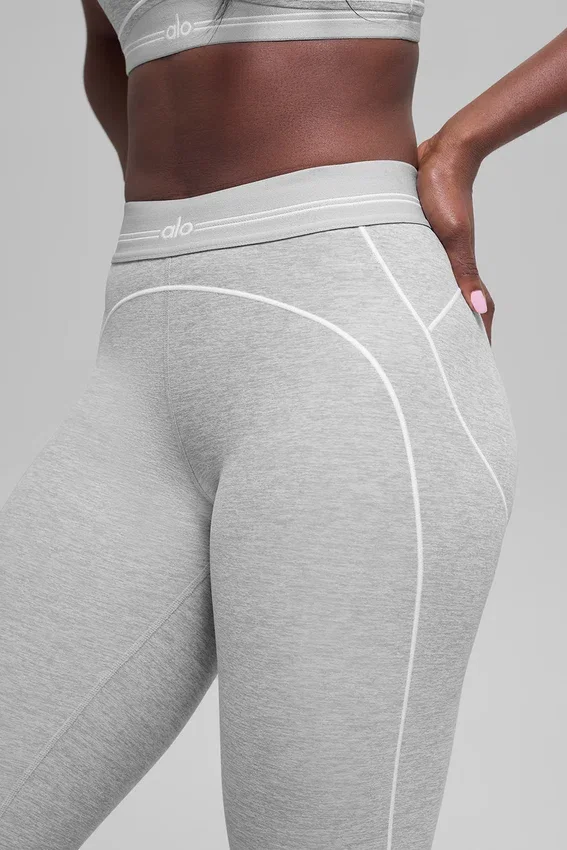 7/8 High-Waist Alosoft Heart Throb Legging - Athletic Heather Grey/Whi