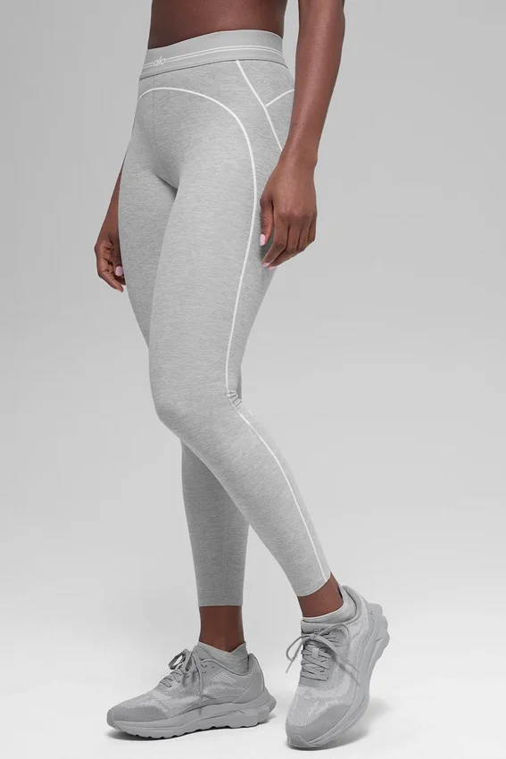 7/8 High-Waist Alosoft Heart Throb Legging - Athletic Heather Grey/Whi