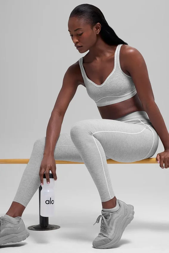 7/8 High-Waist Alosoft Heart Throb Legging - Athletic Heather Grey/Whi