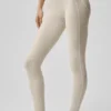 7/8 High-Waist Alosoft Heart Throb Legging - Oatmeal Heather/White