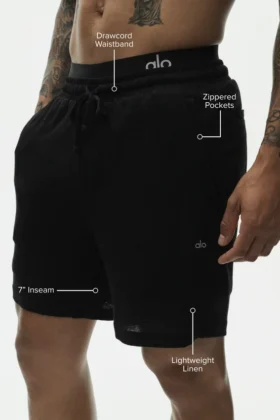 7″ Linen Jersey Coastal Short – Black