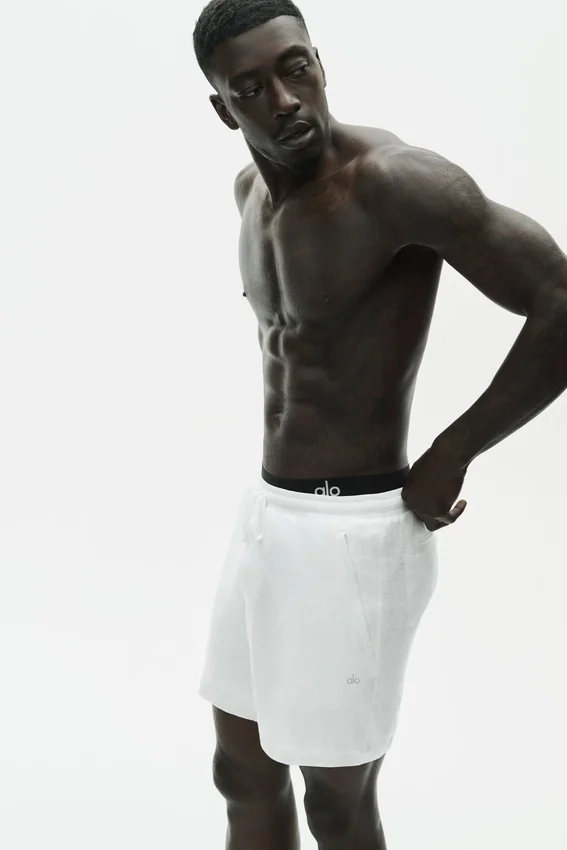 7" Linen Jersey Coastal Short - White