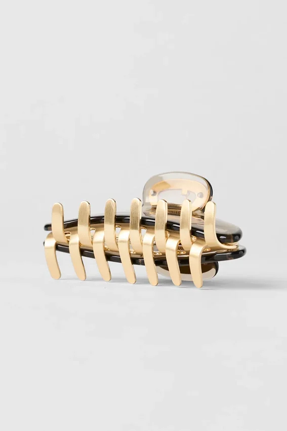 Acrylic Illusion Claw Clip - Gravel/Brushed Gold