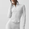 Airbrush Corset Full Zip Jacket - White
