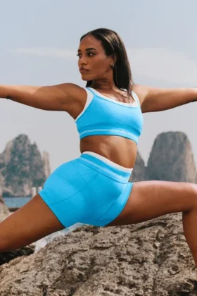 Airbrush High-Waist Better Together Short - Azure Blue/White