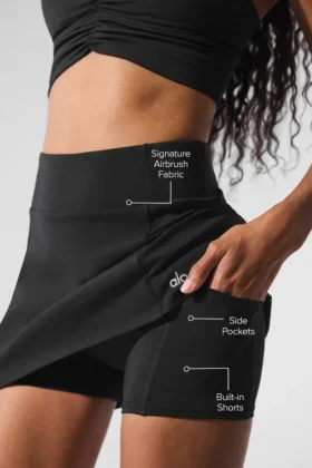 Airbrush High-Waist Good Form Tennis Skirt – Black