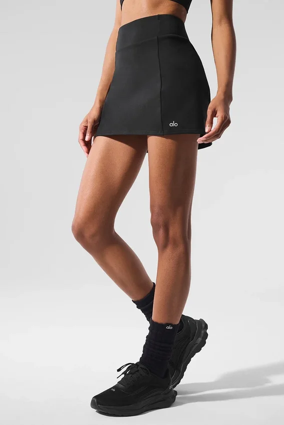 Airbrush High-Waist Good Form Tennis Skirt - Black