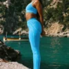 Airbrush High-Waist Heart Throb Legging - Azure Blue/White