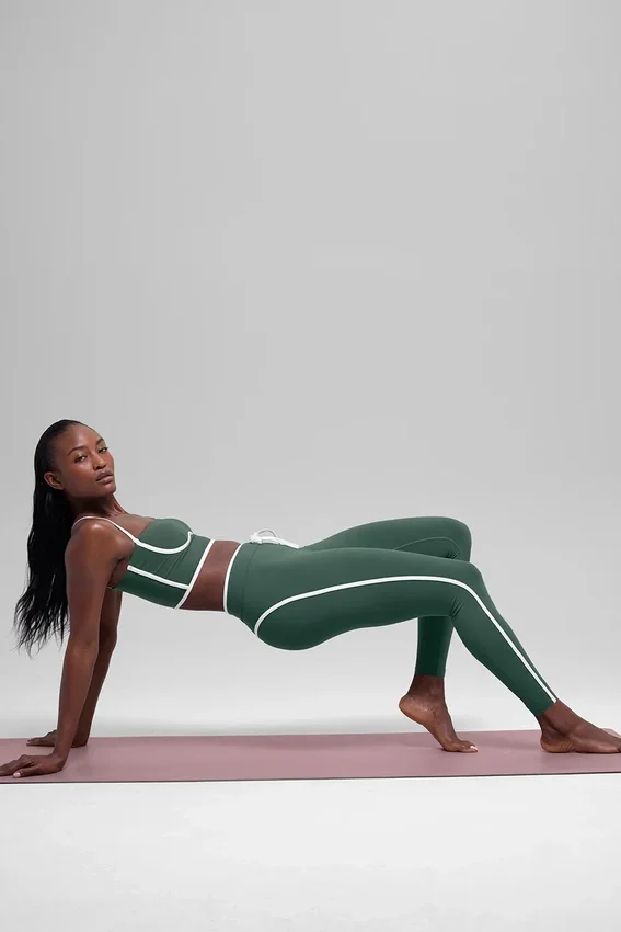 Airbrush High-Waist Race Pace 7/8 Legging - Clover Green/White