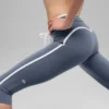 Airbrush High-Waist Race Pace Capri - Bluestone/White