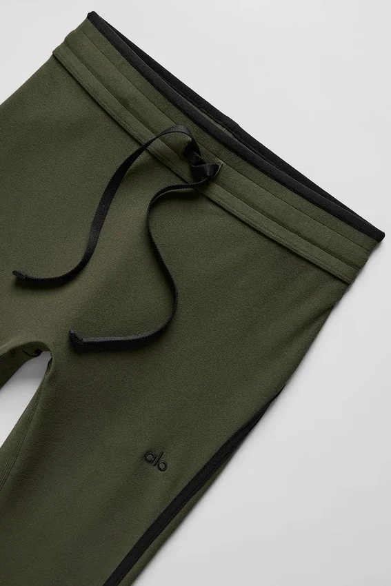 Airbrush High-Waist Race Pace Capri - Green Olive/Black
