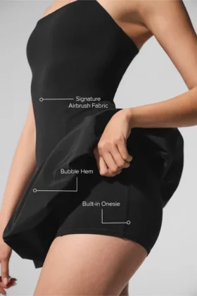 Airbrush Love Match Tennis Dress – Black