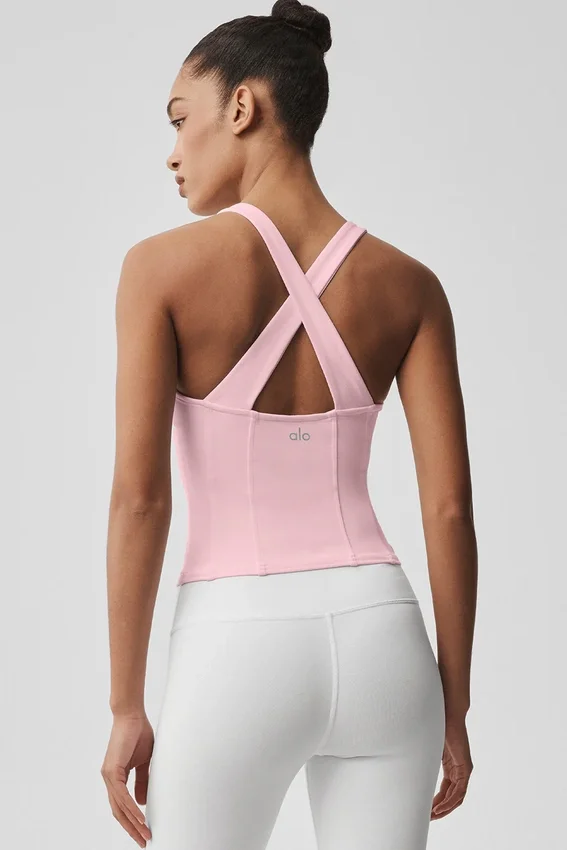 Airbrush Sparks Fly Corset Tank - Vintage Pink