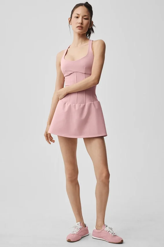 Airbrush Sparks Fly Corset Tennis Dress - Vintage Pink