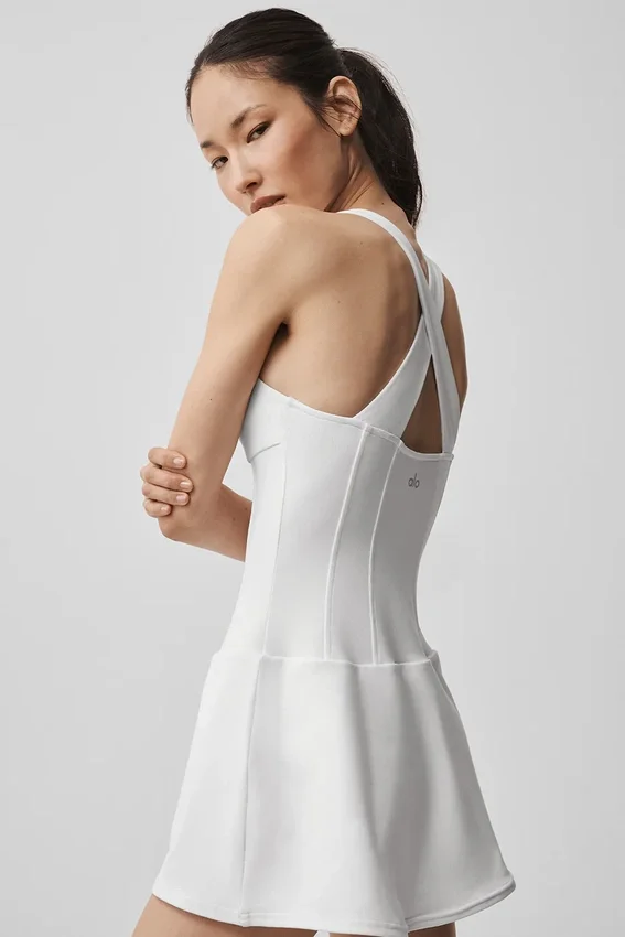 Airbrush Sparks Fly Corset Tennis Dress - White