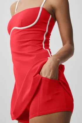 Airbrush Streamlined Dress – Bright Red/White