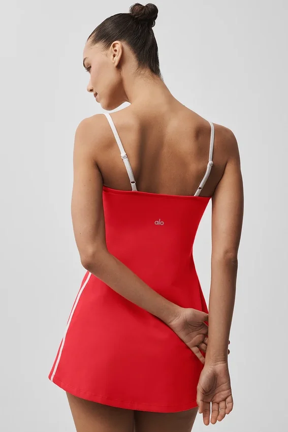 Airbrush Streamlined Dress - Bright Red/White