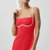 Airbrush Streamlined Dress - Bright Red/White