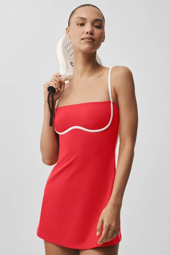Airbrush Streamlined Dress - Bright Red/White
